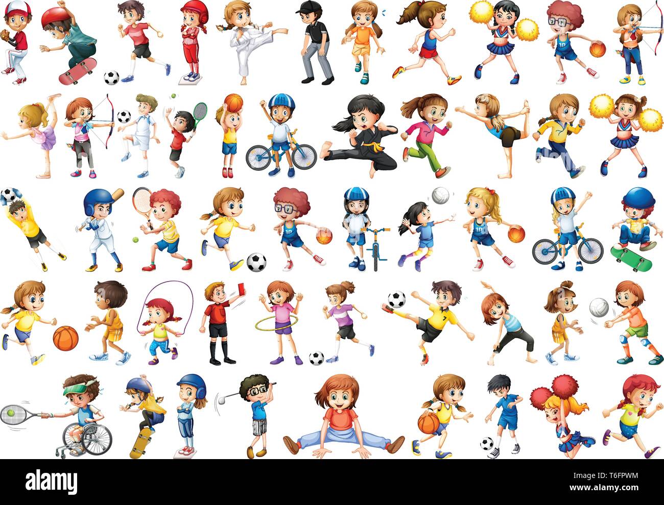 Set of sport kids character illustration Stock Vector Image & Art - Alamy