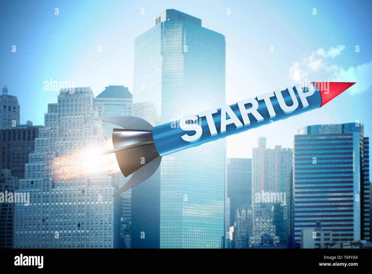Rocket in business start-up concept - 3d rendering Stock Photo - Alamy