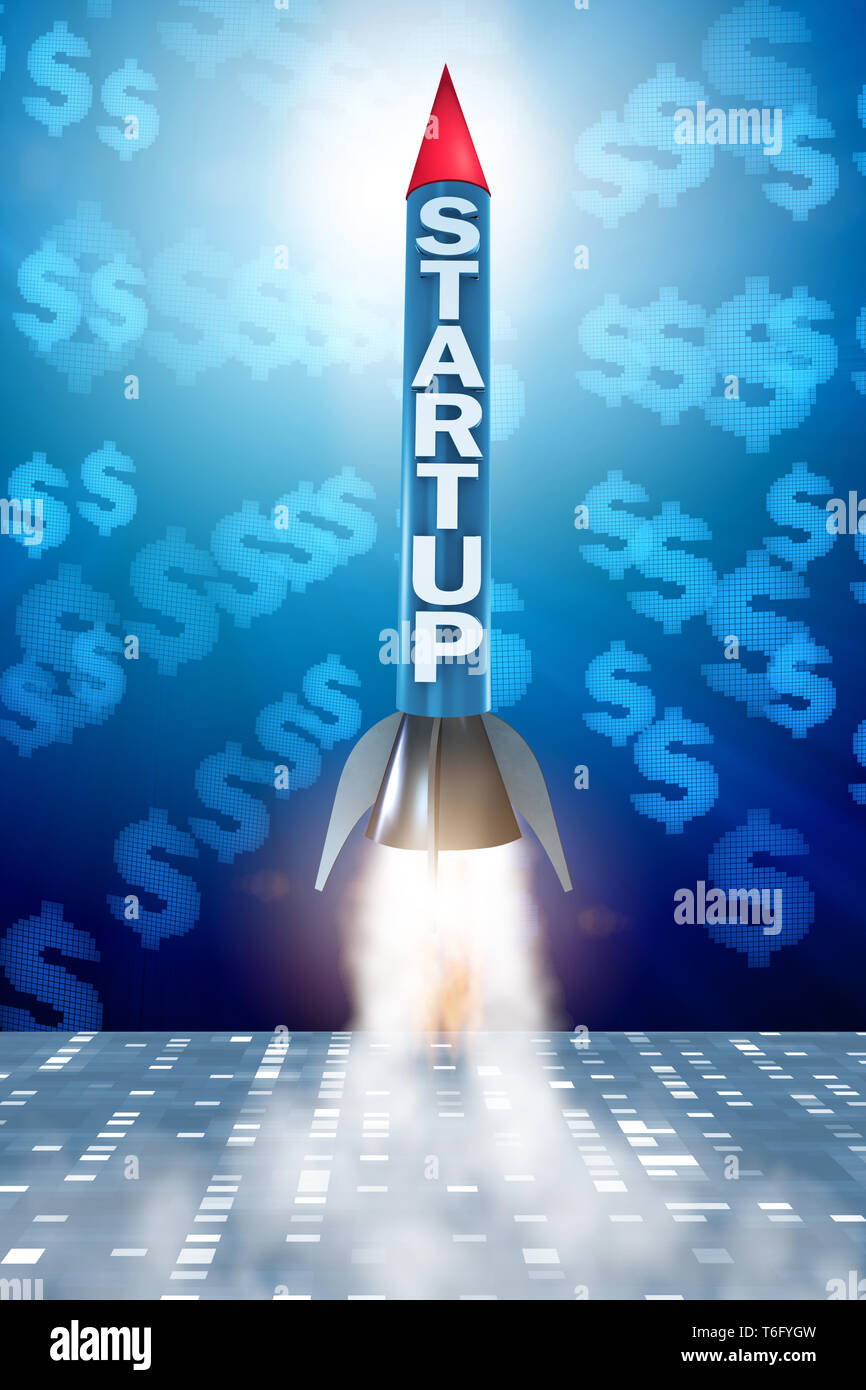 Start Up Rockets Rocket in business start-up concept - 3d rendering Stock Photo - Alamy