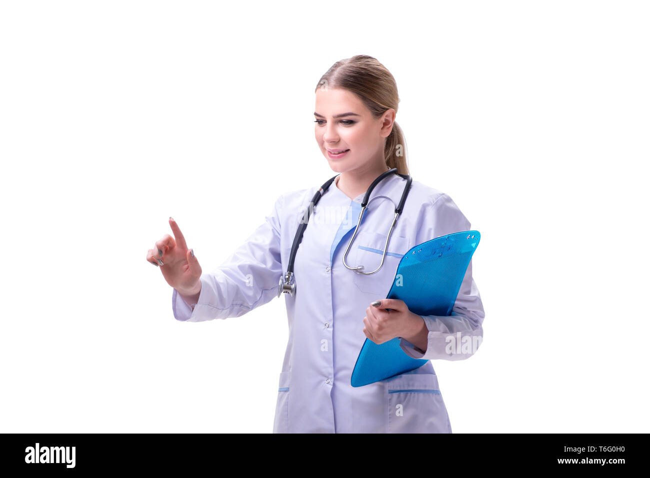 Young woman doctor isolated on white background Stock Photo - Alamy