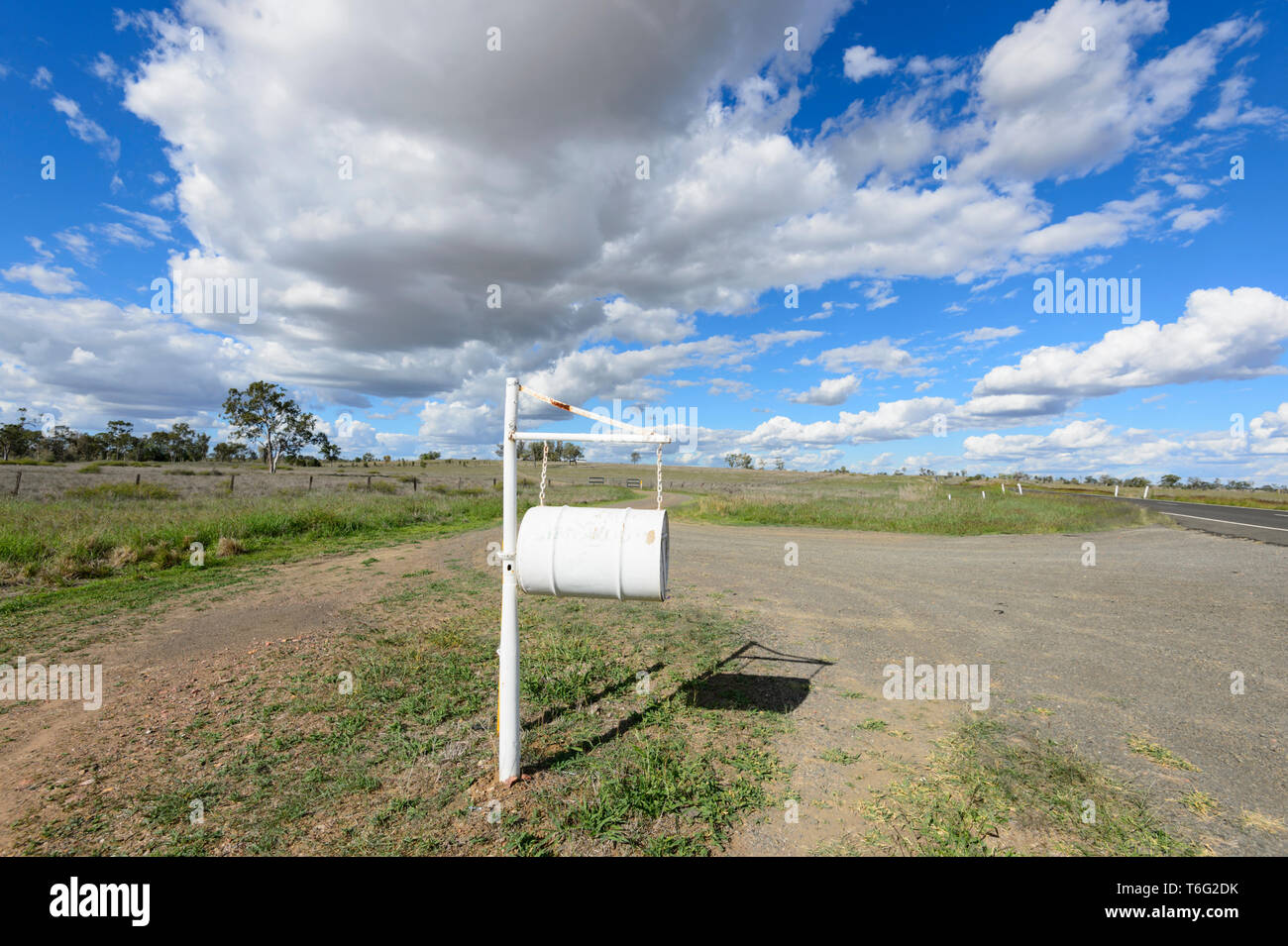 Isolated rural letterbox along the Carnarvon Highway, Queensland Interior, QLD, Australia Stock Photo
