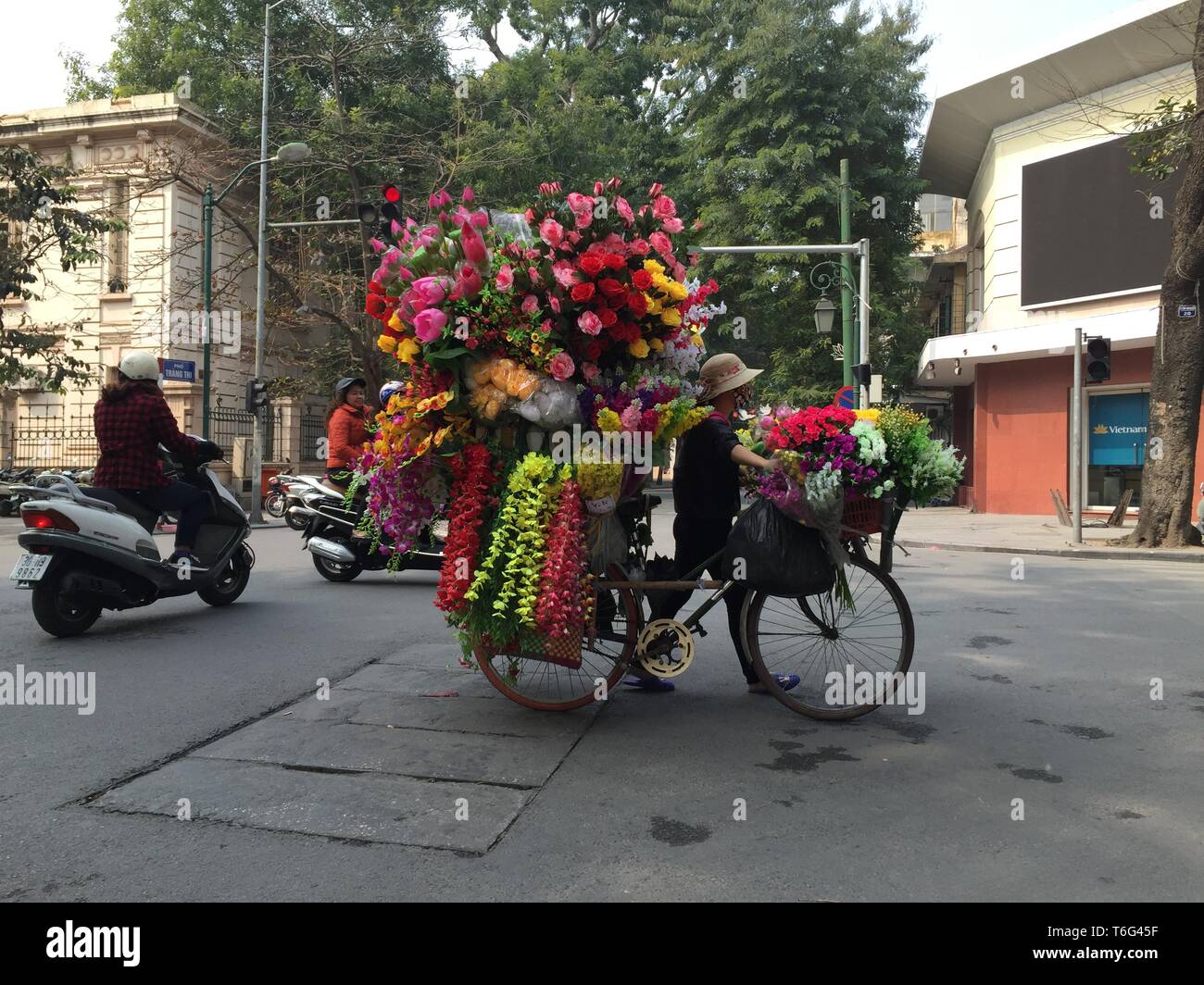 Flower bicycle Vietnam Stock Photo