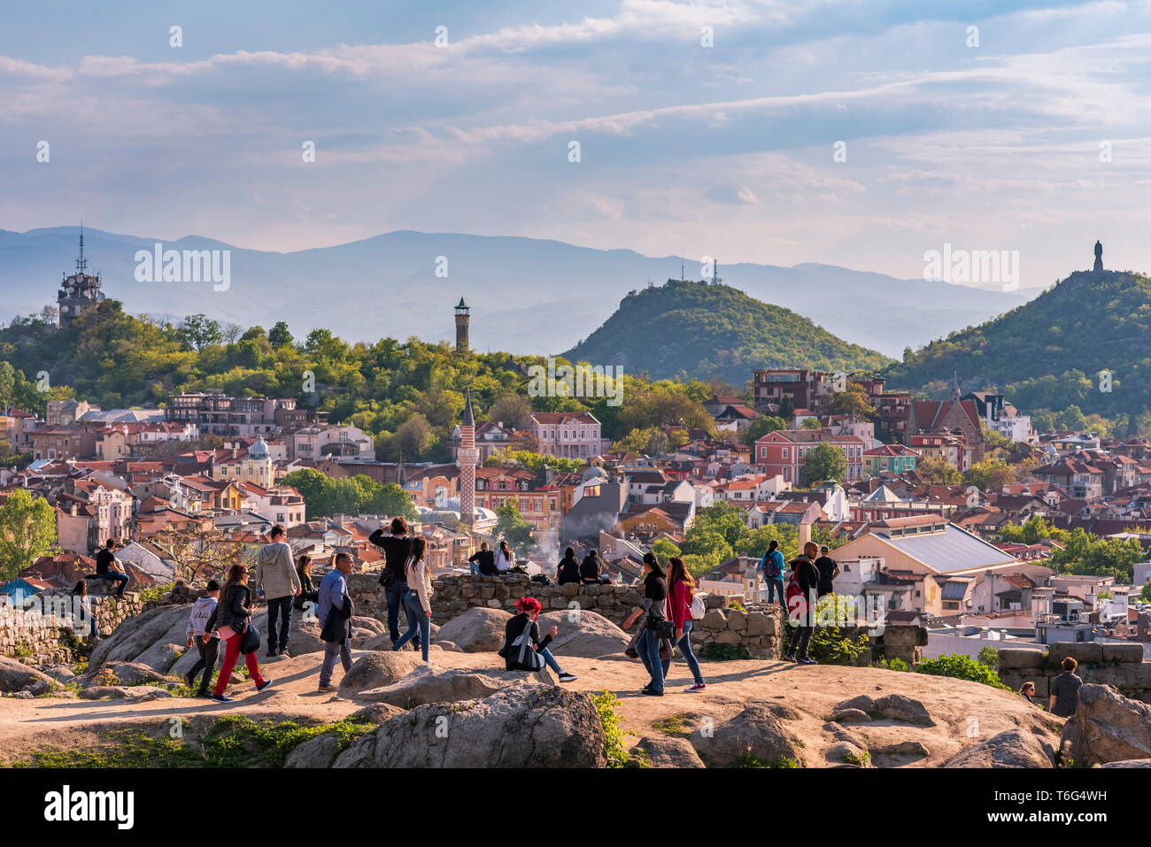 Panoramic view of city Plovdiv from Nebet Tepe hill, Bulgaria Stock Photo