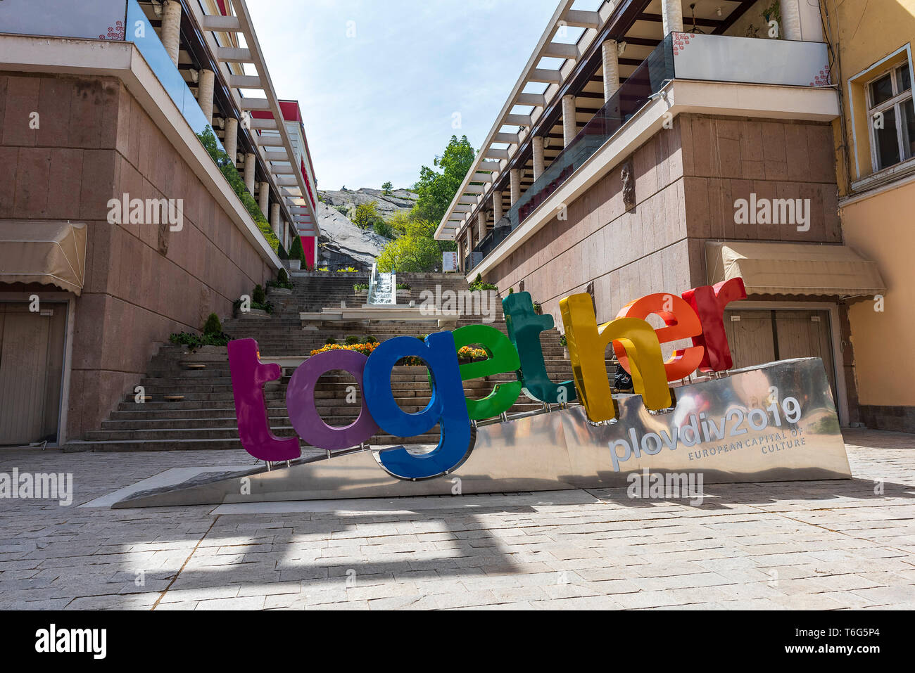 Text Together in center of Plovdiv city- European Capital of Culture in 2019 Stock Photo