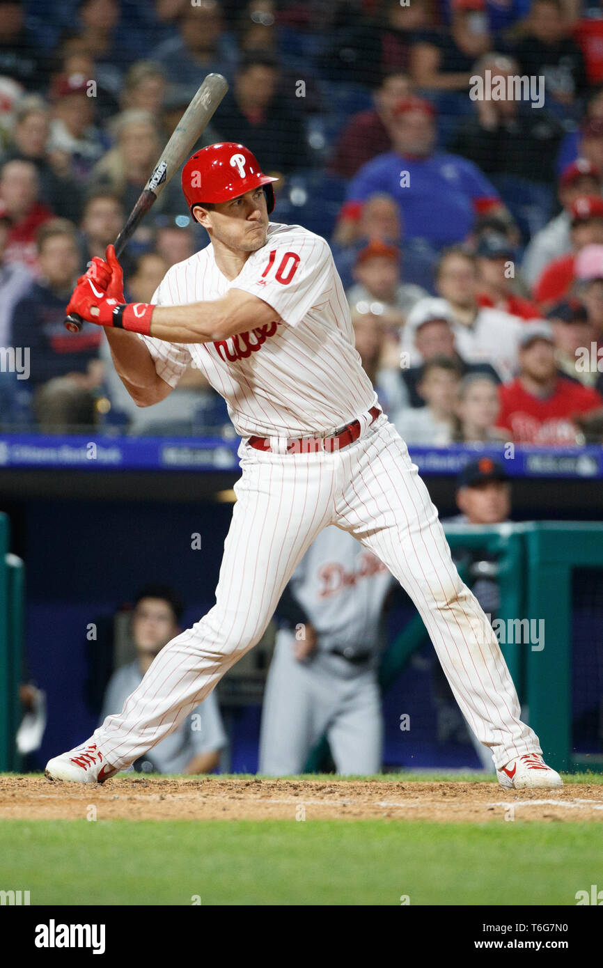Philadelphia, Pennsylvania, USA. 30th Apr, 2019. Philadelphia Phillies  catcher J.T. Realmuto (10) in action during the MLB game between the  Detroit Tigers and Philadelphia Phillies at Citizens Bank Park in  Philadelphia, Pennsylvania.