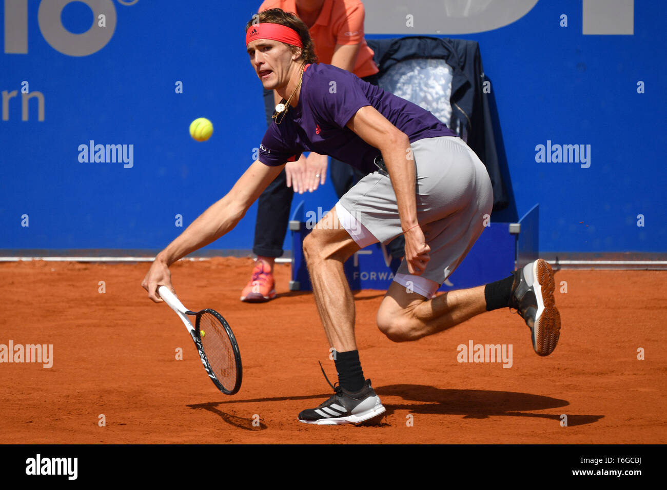 Munich, Germany. 01st May, 2019. Alexander ZVEREV (GER), Action, Single  Action, Frame, Cut Out, Full Body,