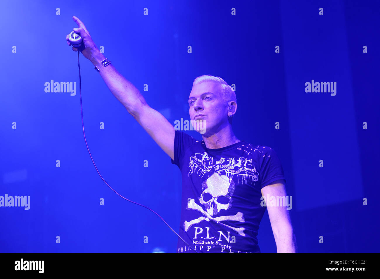 Cologne, Germany. 01st May, 2019. The singer H.P. Baxxter from the band  Scooter is on stage at a concert to mark the start of the music festival "c/o  pop" in the Palladium.