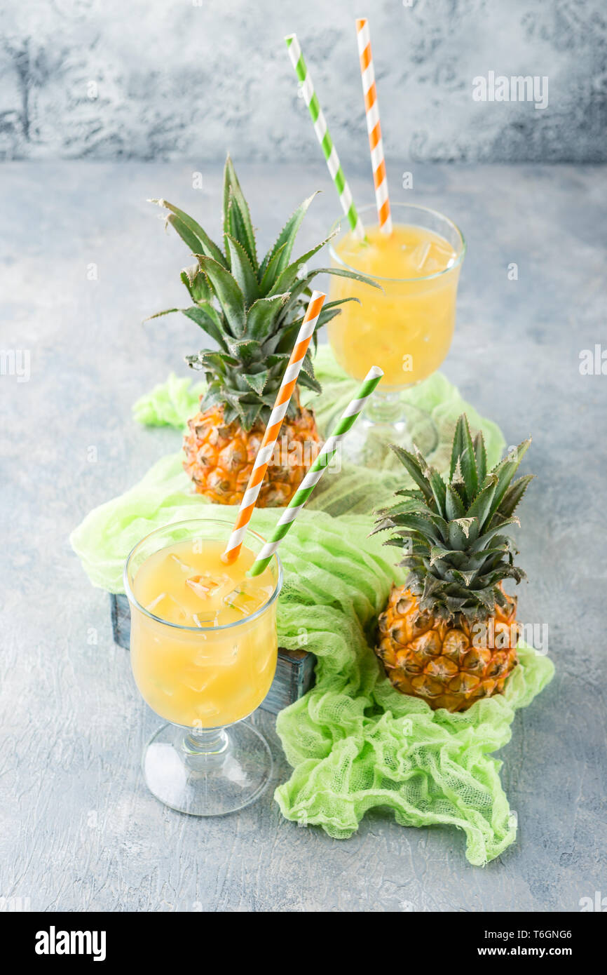 Cold pineapple cocktail Stock Photo