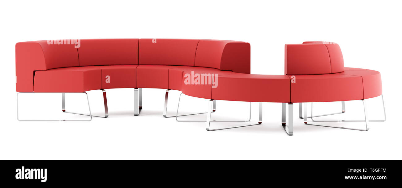 red waiting couch isolated on white background Stock Photo - Alamy