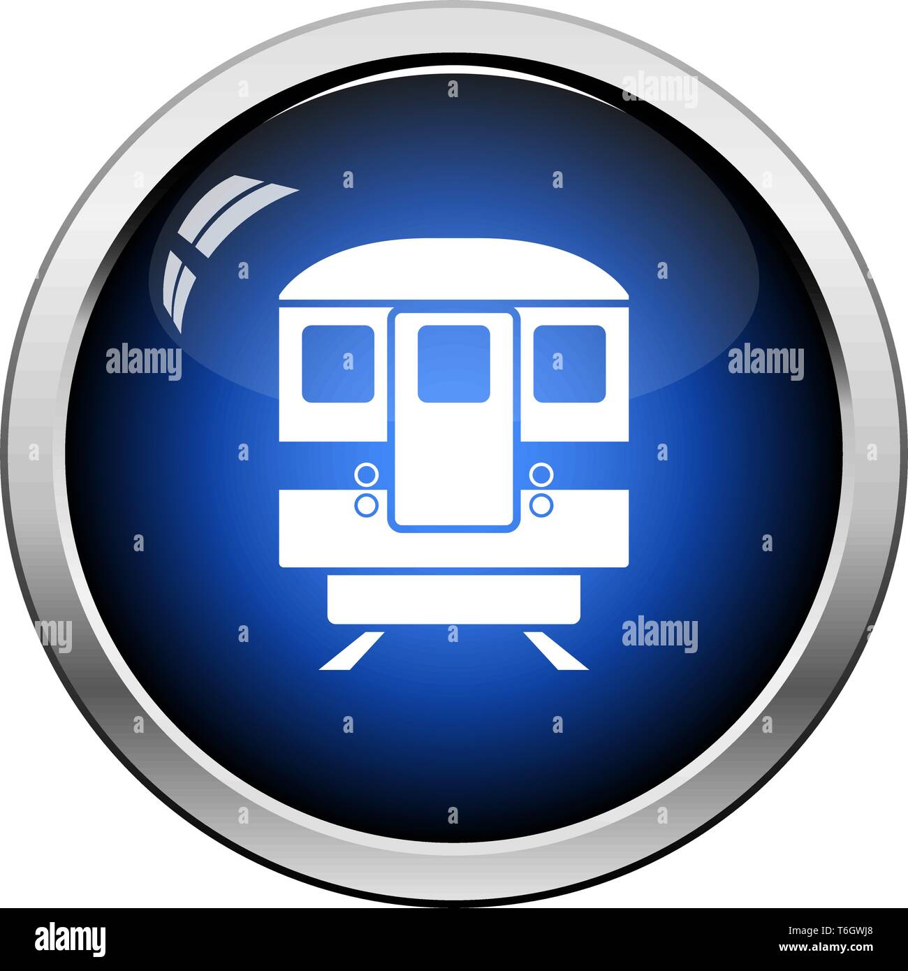 Subway train icon front view. Glossy Button Design. Vector Illustration ...