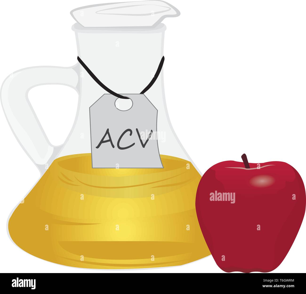 Apple cider vinegar and apple vector illustration Stock Vector Image