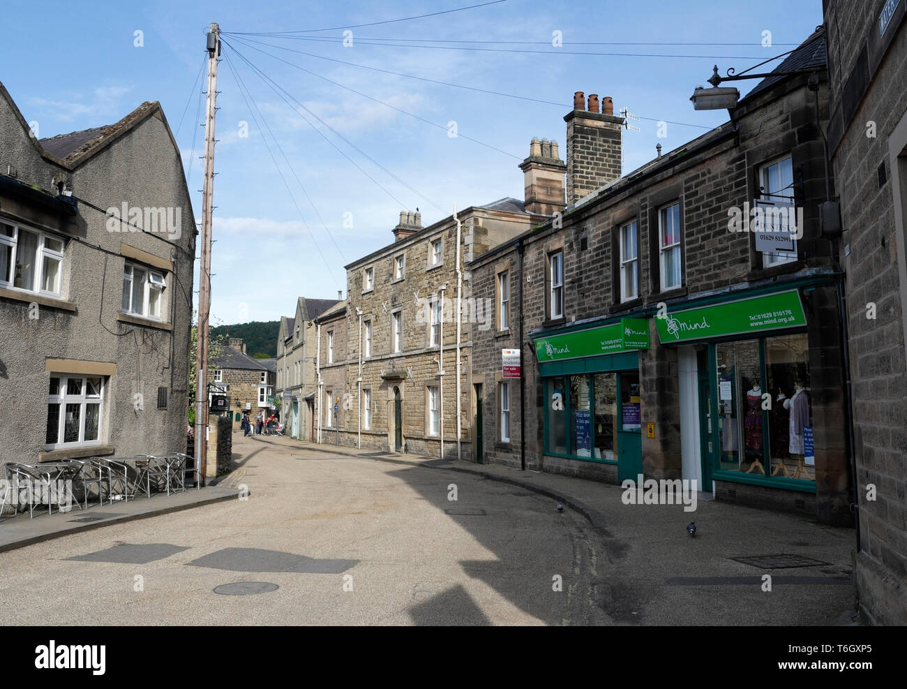 Bakewell town centre and Mind charity shop, Derbyshire England UK Stock Photo