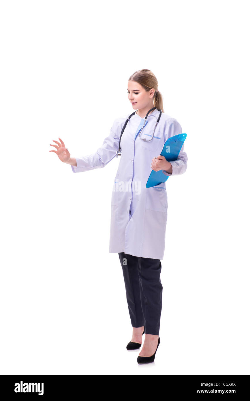 Young woman doctor isolated on white background Stock Photo - Alamy