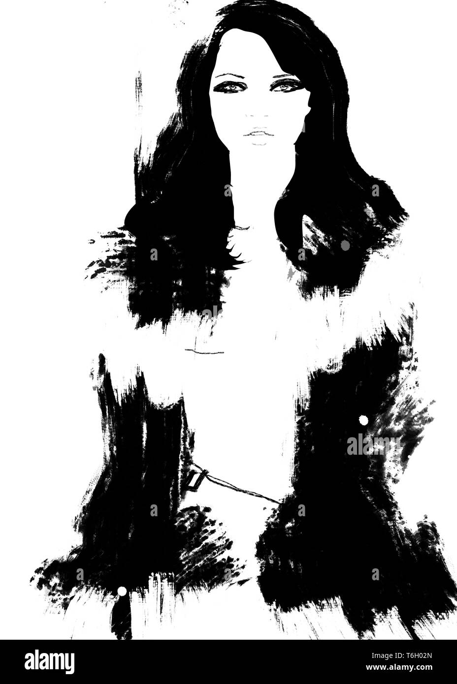 Fashion illustration black and white abstract Stock Photo - Alamy