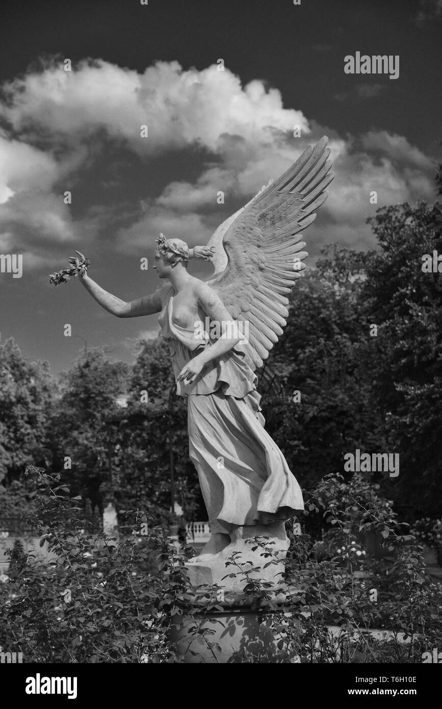 Angel in the Palace Garden of Wilanow Palace in Warsaw, Poland Stock Photo