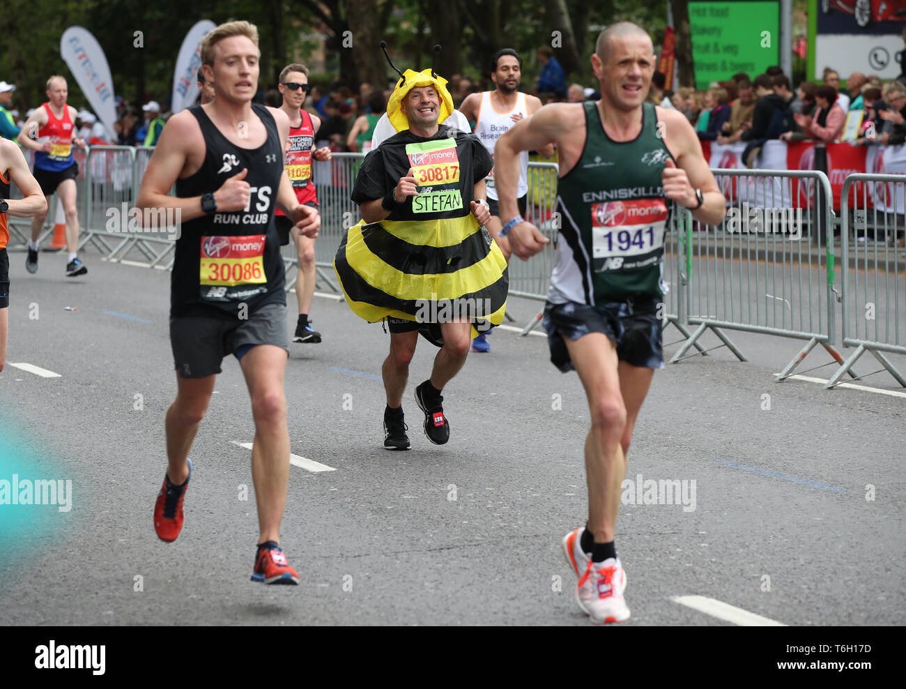 London England. Sunday April 28 2019. Participants running the London marathon. Stock Photo