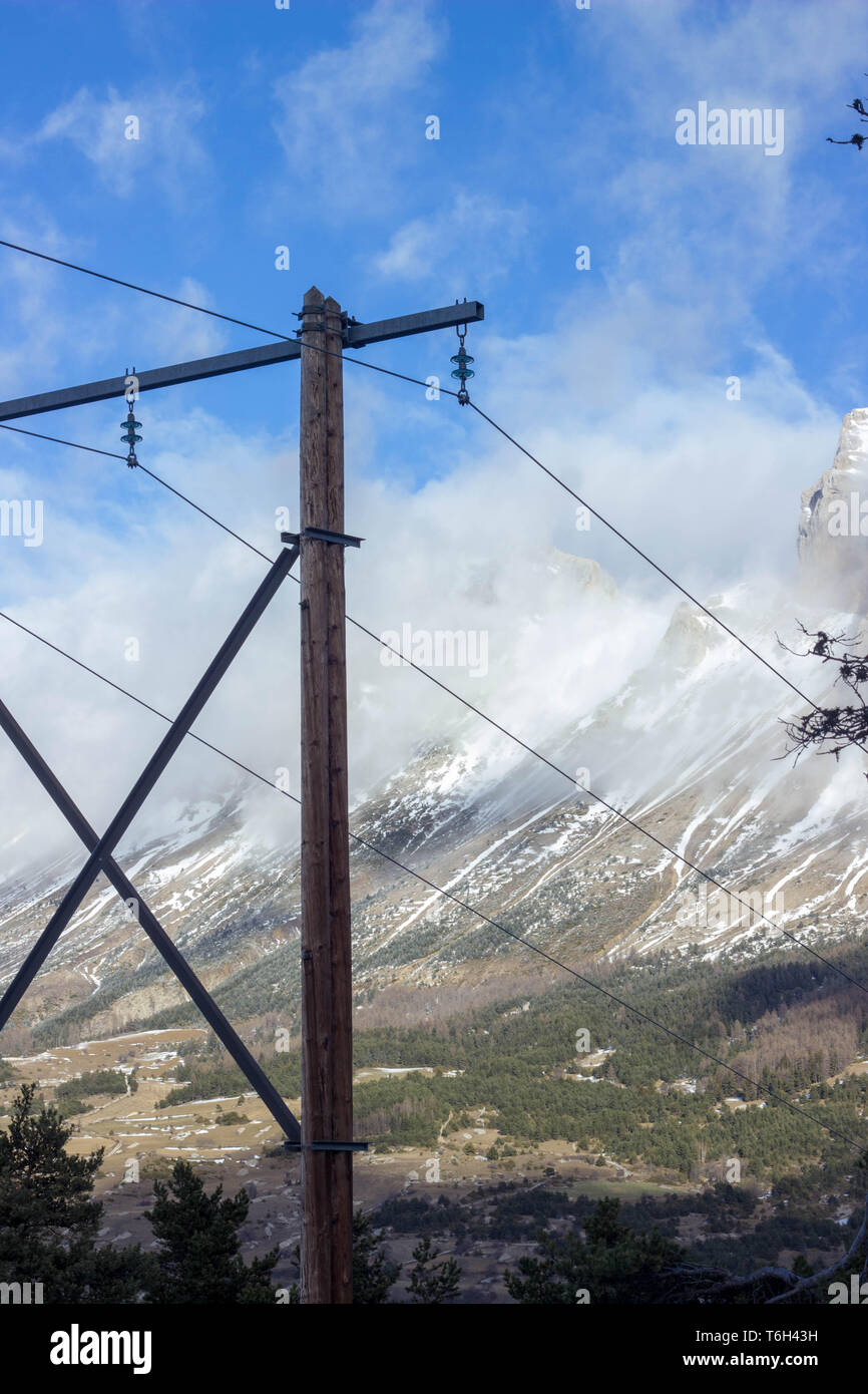 Electrical pole in the French Alps Stock Photo Alamy