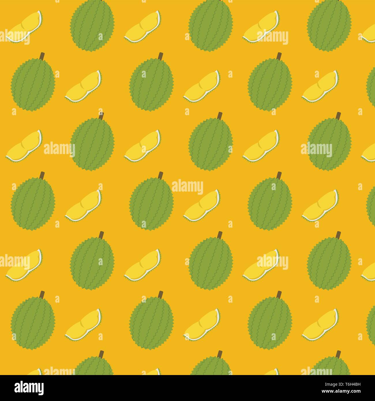Durian and cut piece pattern background vector.King of fruit graphic