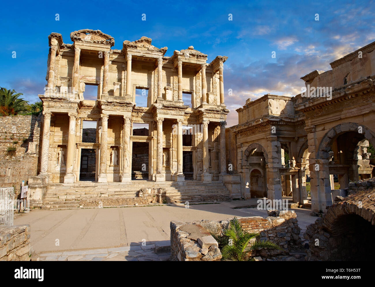 The ancient Library of Celsus , a Roman building ruins in Ephesus ...