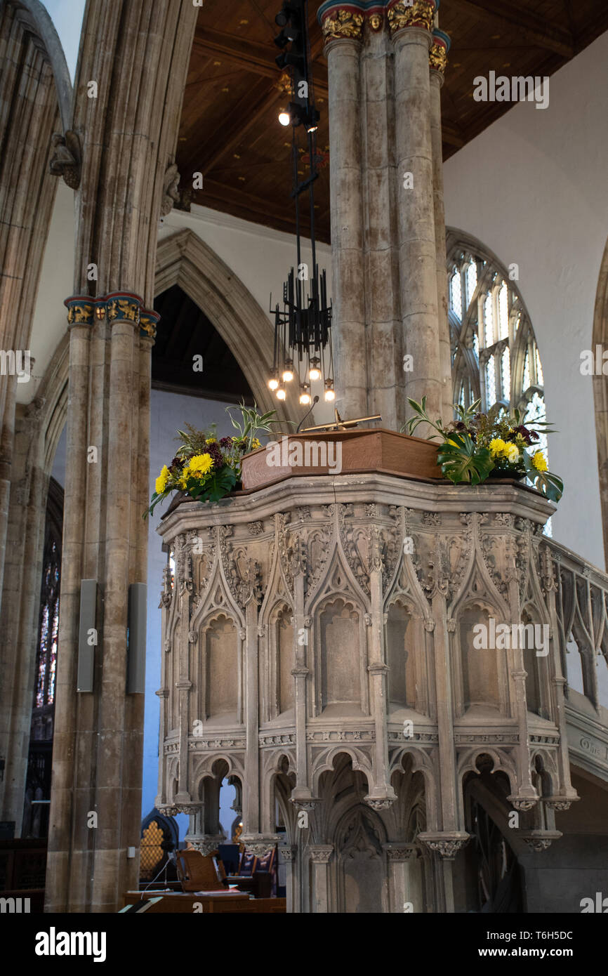Pulpit of large Church Stock Photo