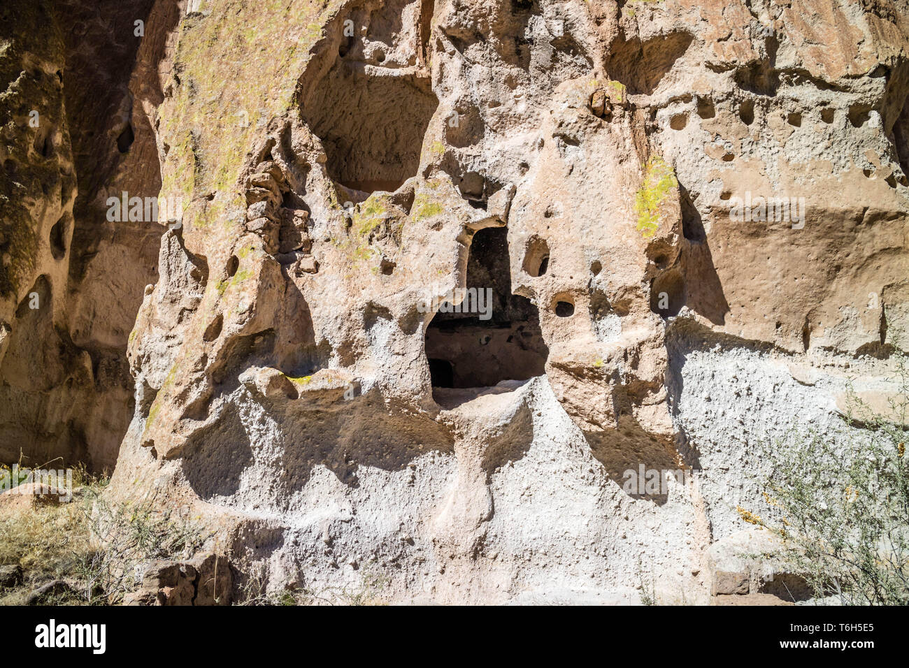 Cliff Dwelling Ruins in Bandelier National Monument, New Mexico Stock Photo