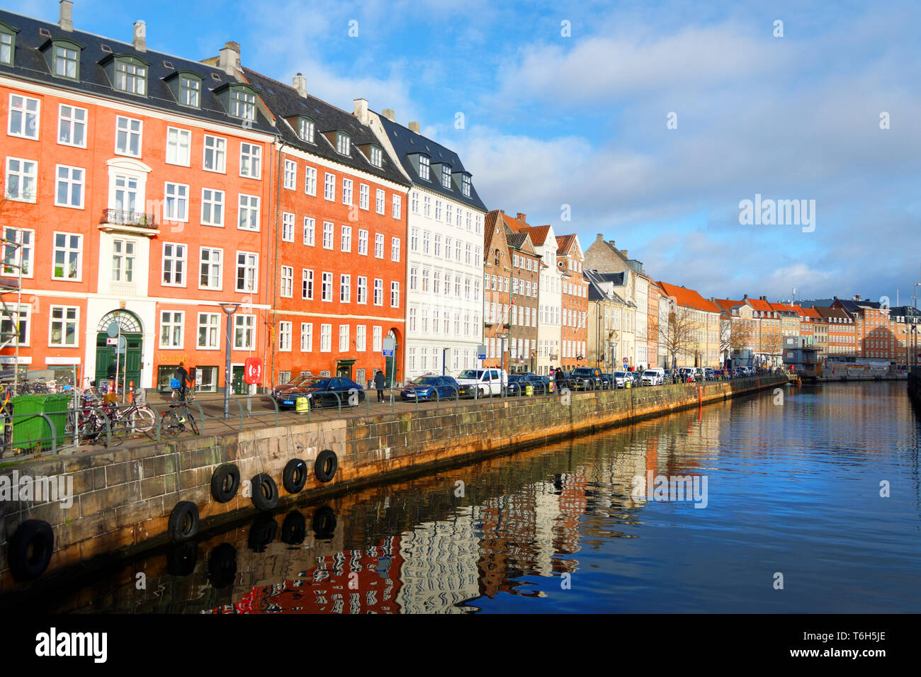 Buildings and canal, Nyhavn, Copenhagen, Denmark, Scandinavia, Europe Stock Photo