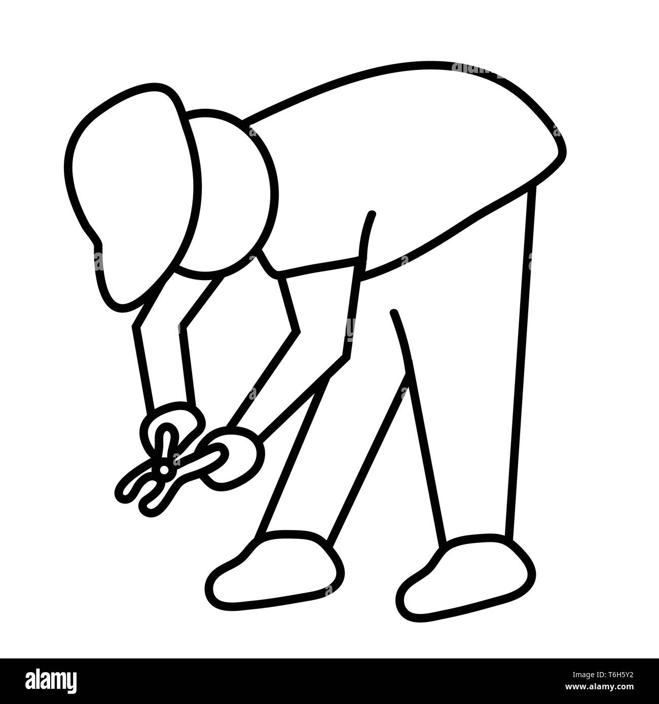 Webbuilder at work. outline isolated stock vector illustration Stock Vector