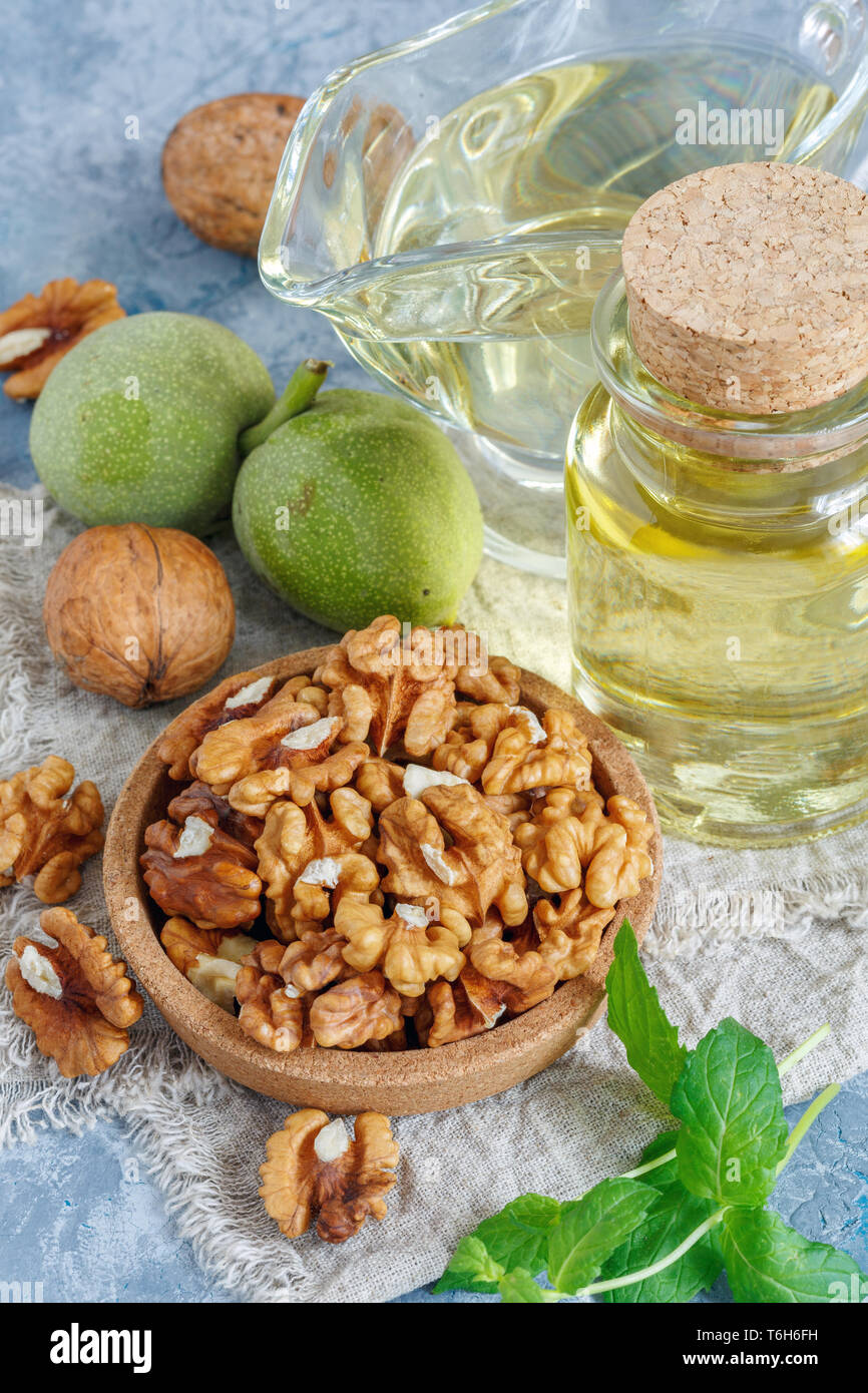 Organic cold pressed walnut oil Stock Photo Alamy