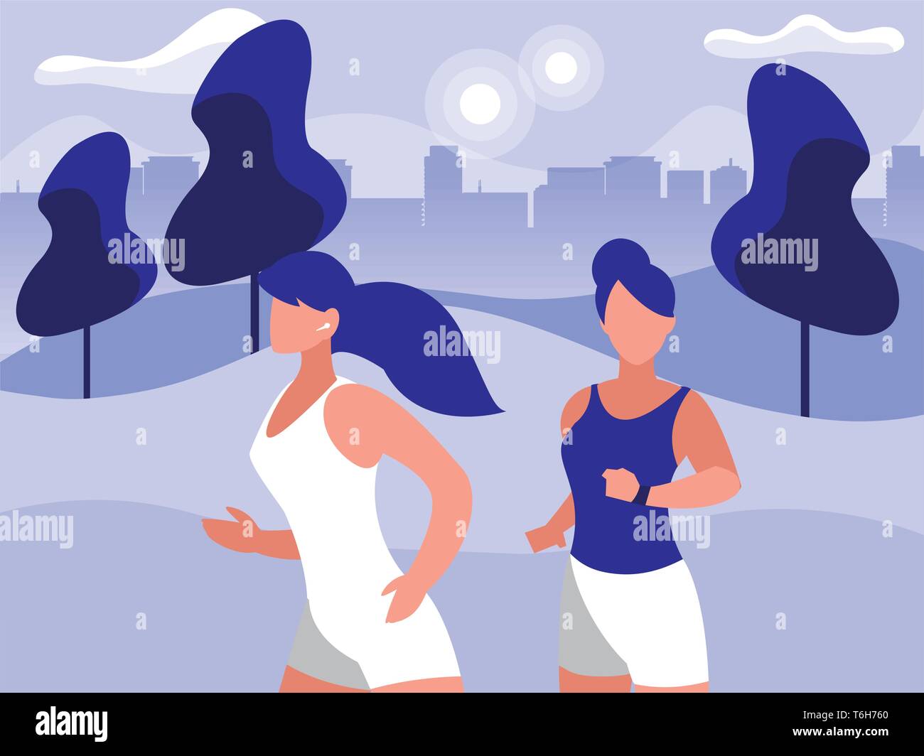 athletic women running in the park vector illustration design Stock ...