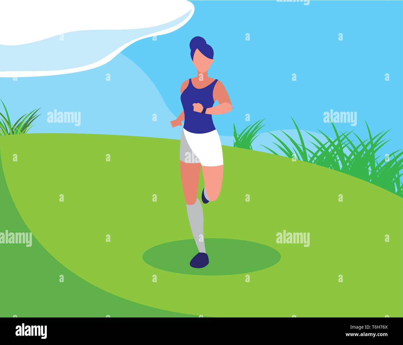 Athletic woman running in park Stock Vector Images - Alamy