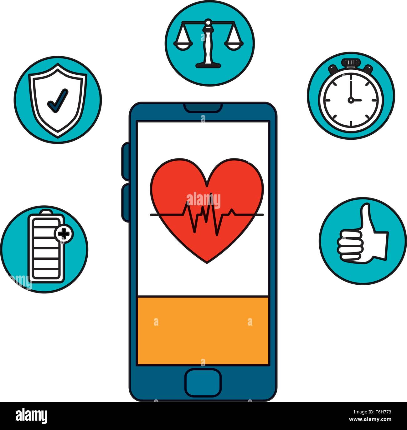 smartphone with heart cardio and health icons Stock Vector Image & Art ...