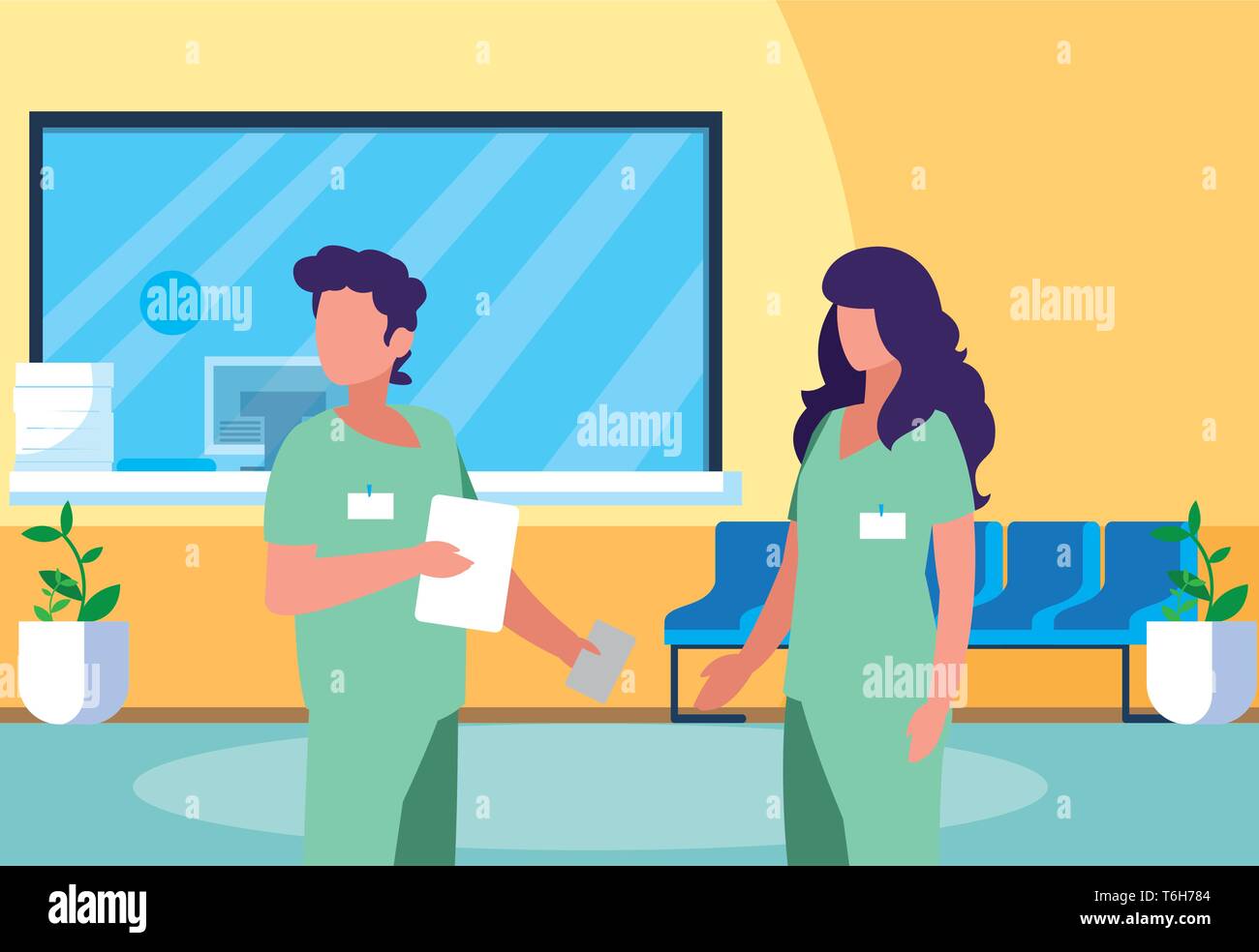 Hospital reception characters medical staff hi-res stock photography ...