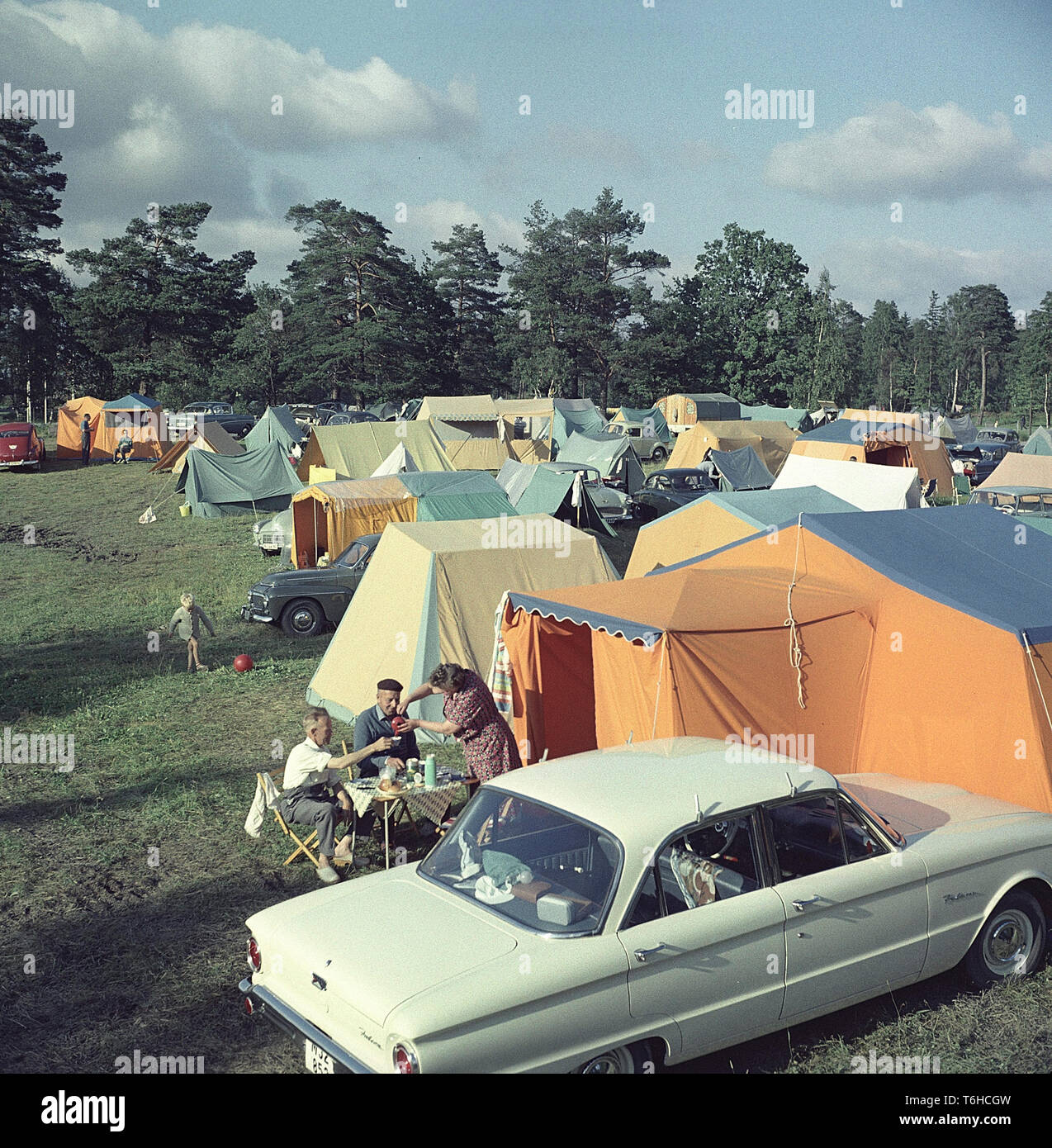 Camping in the 1950s. A camping ground 
