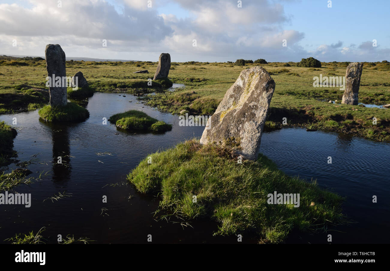 Nine Stones Circle Altarnun Bodmin Moor Stock Photo