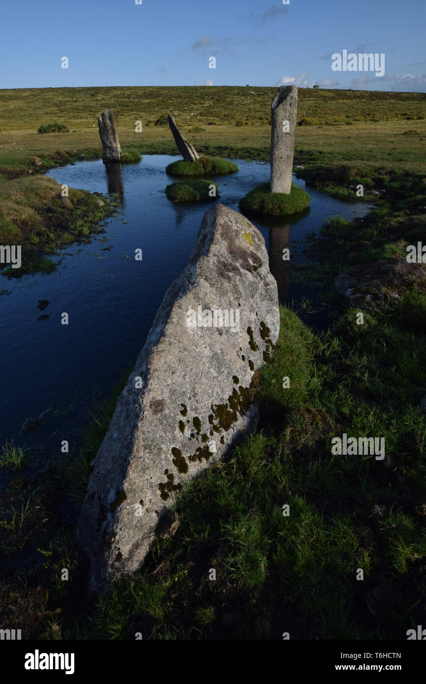 Nine Stones Circle Altarnun Bodmin Moor Stock Photo