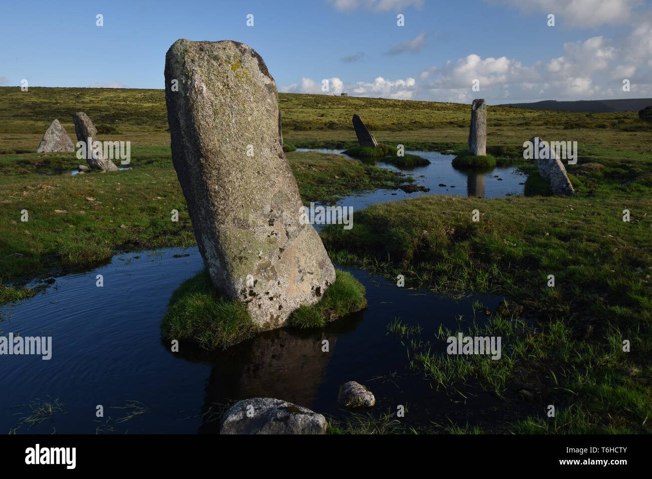 Nine Stones Circle Altarnun Bodmin Moor Stock Photo