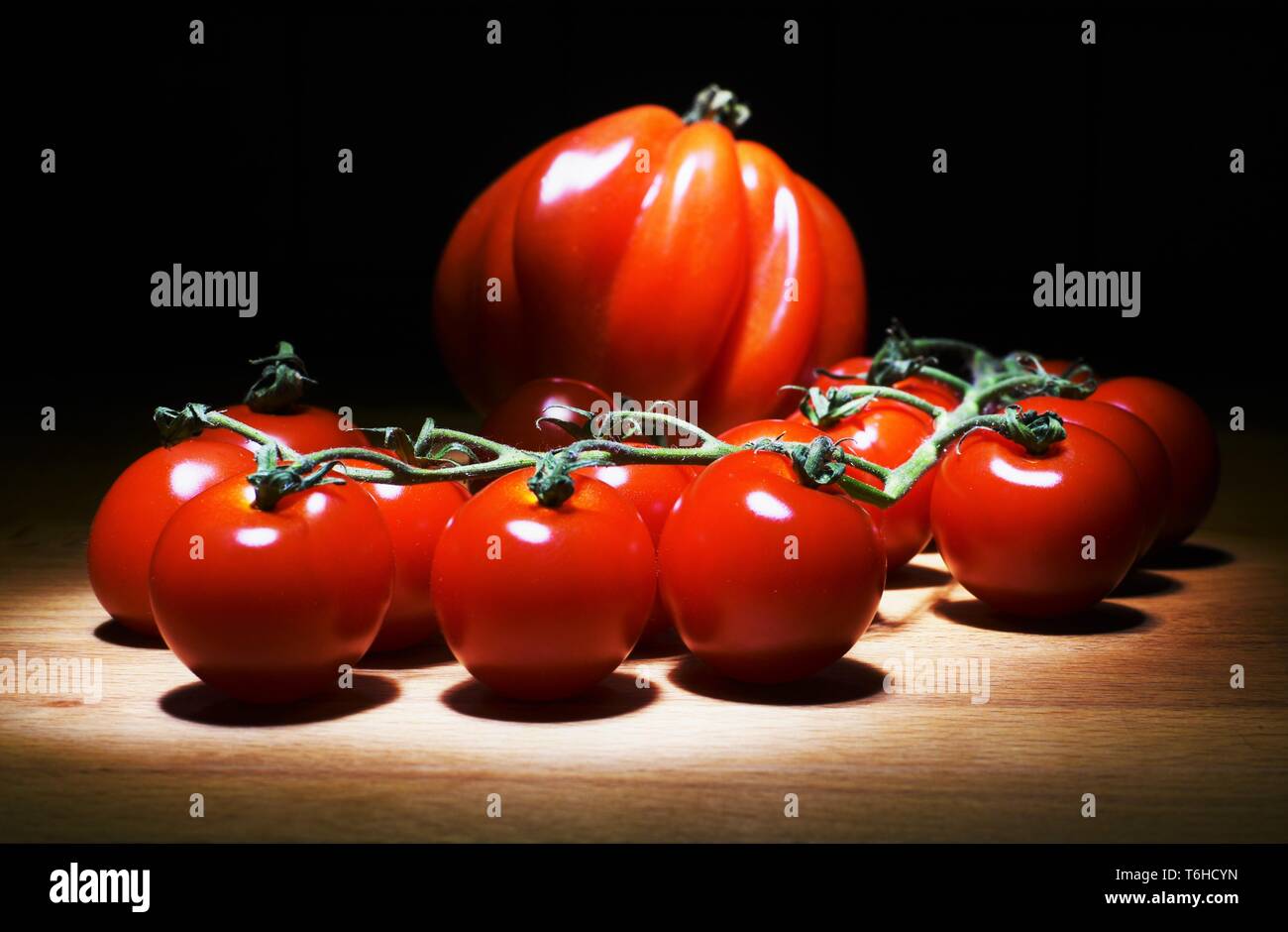 tomatos in the darknes Stock Photo