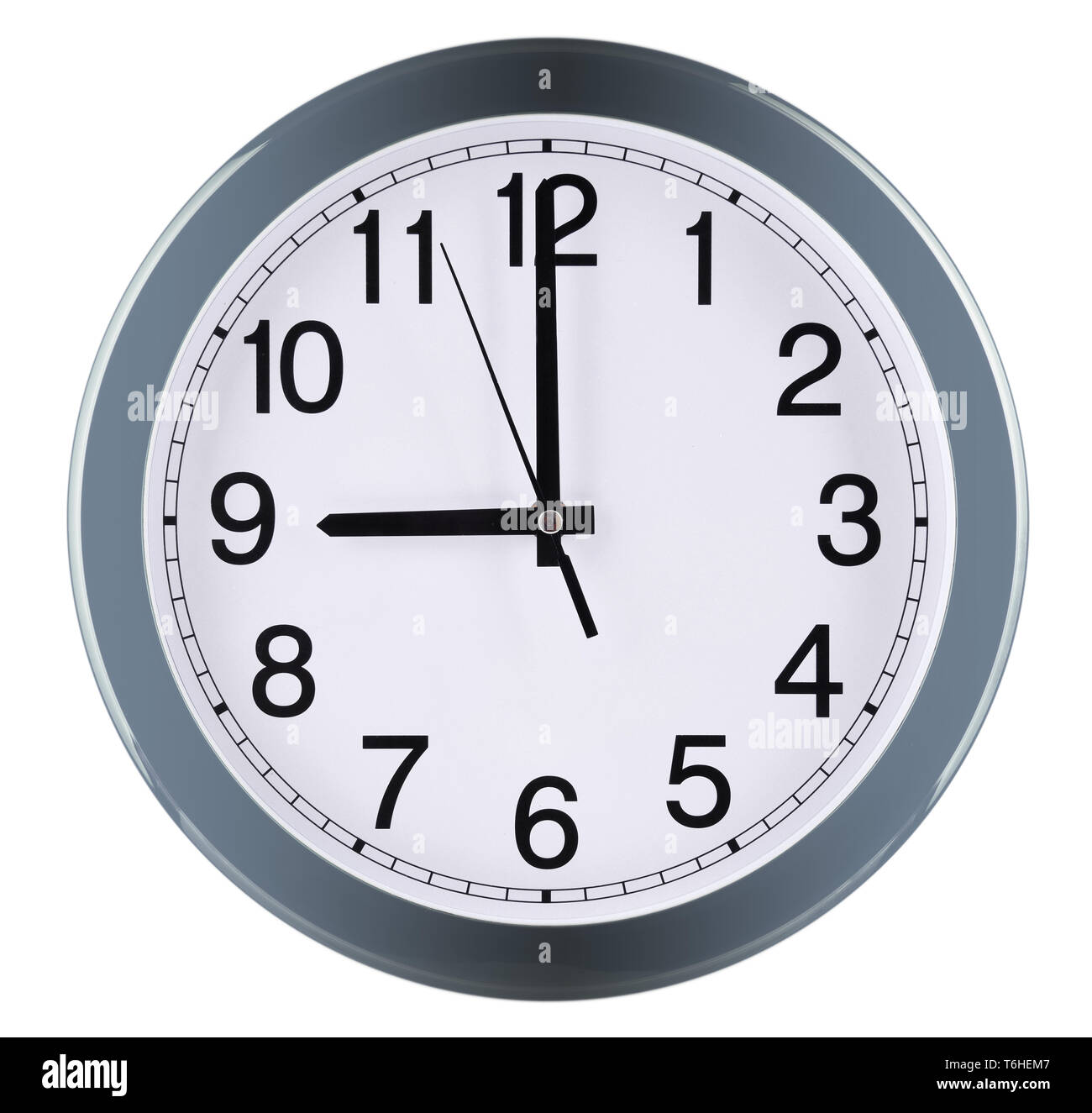 Wall clock isolated on white background. Nine oclock Stock Photo - Alamy