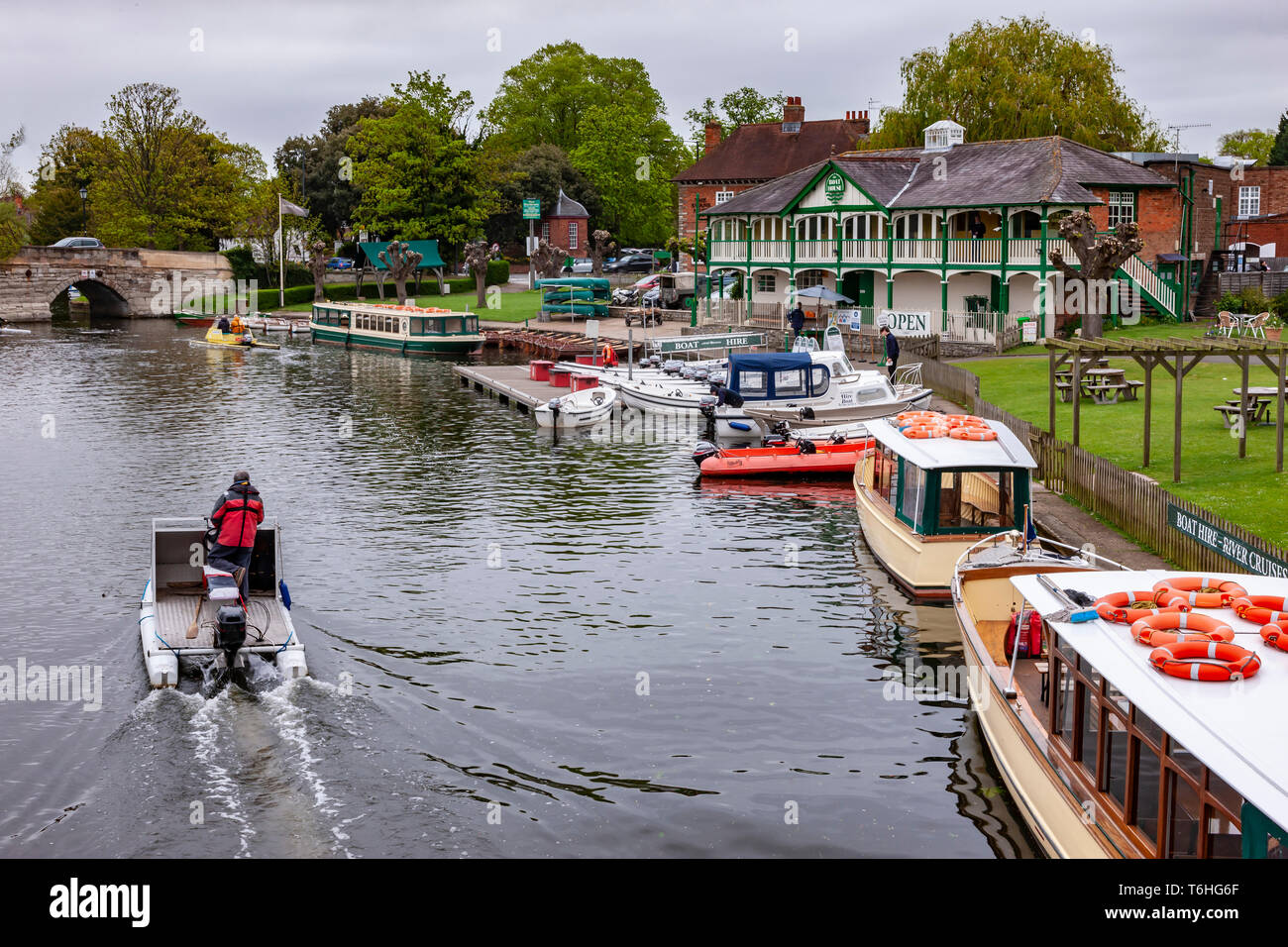 The Boat House on the river Avon at Stratford upon Avon, Warwickshire, West Midlands. Stock Photo