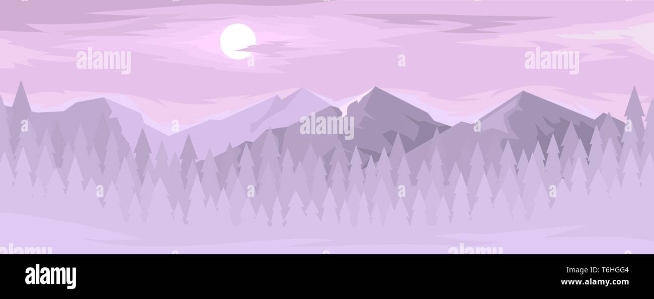 Horizontal panorama of the mountain range Stock Vector