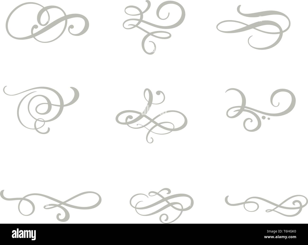 Download Vector Set Of Floral Calligraphic Elements Dividers And Flourish Ornaments For Page Decoration And Frame Design Decorative Silhouette For Wedding Stock Vector Image Art Alamy