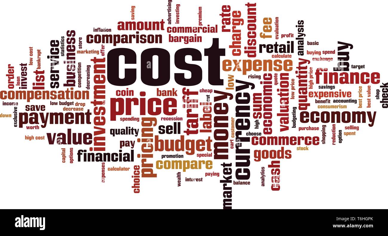 Cost word cloud concept. Collage made of words about cost. Vector illustration Stock Vector