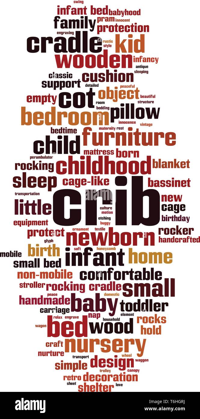Crib word cloud concept. Collage made of words about crib. Vector