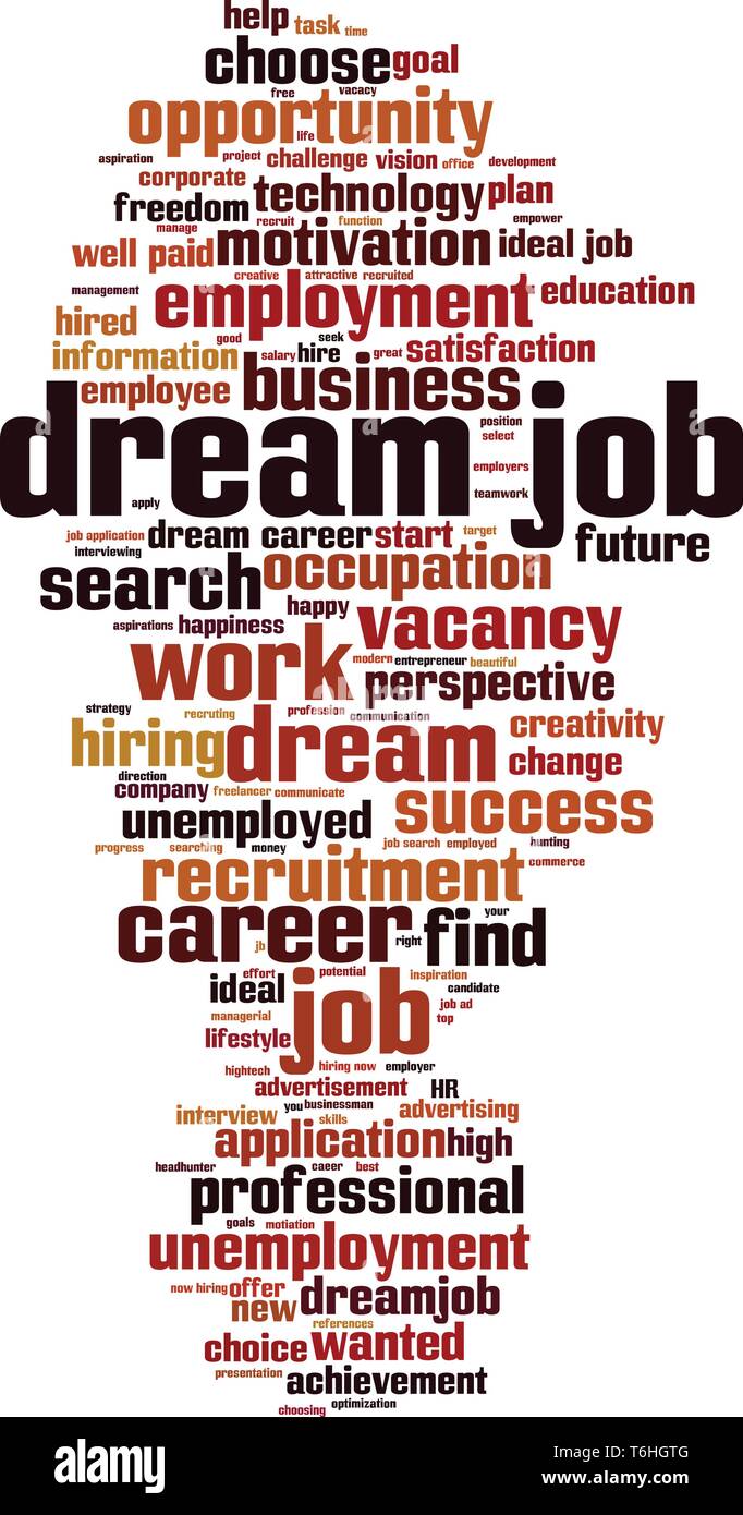 Dream job cloud concept. Collage made of words about dream job. Vector