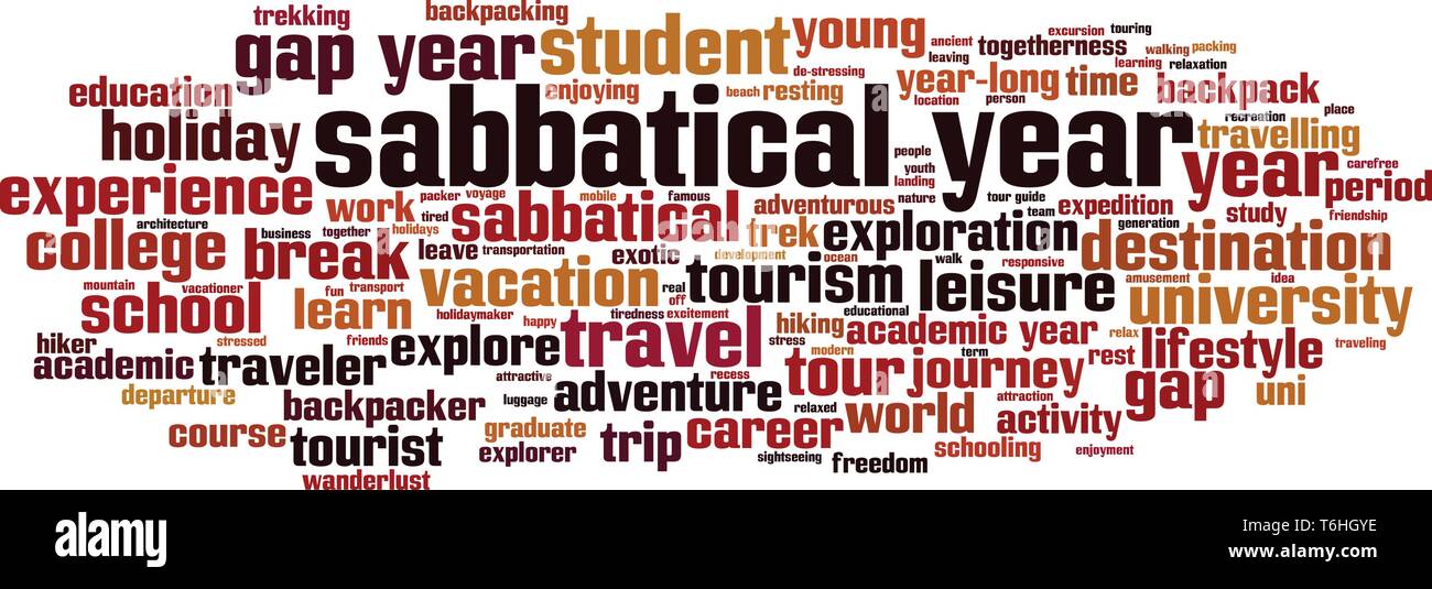 Sabbatical year cloud concept. Collage made of words about sabbatical