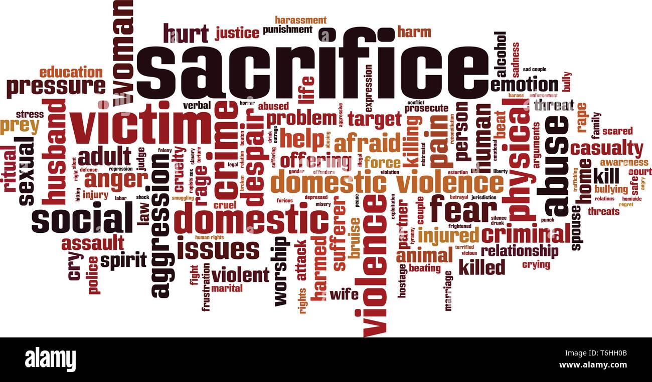 Sacrifice word cloud concept. Collage made of words about sacrifice. Vector illustration Stock Vector