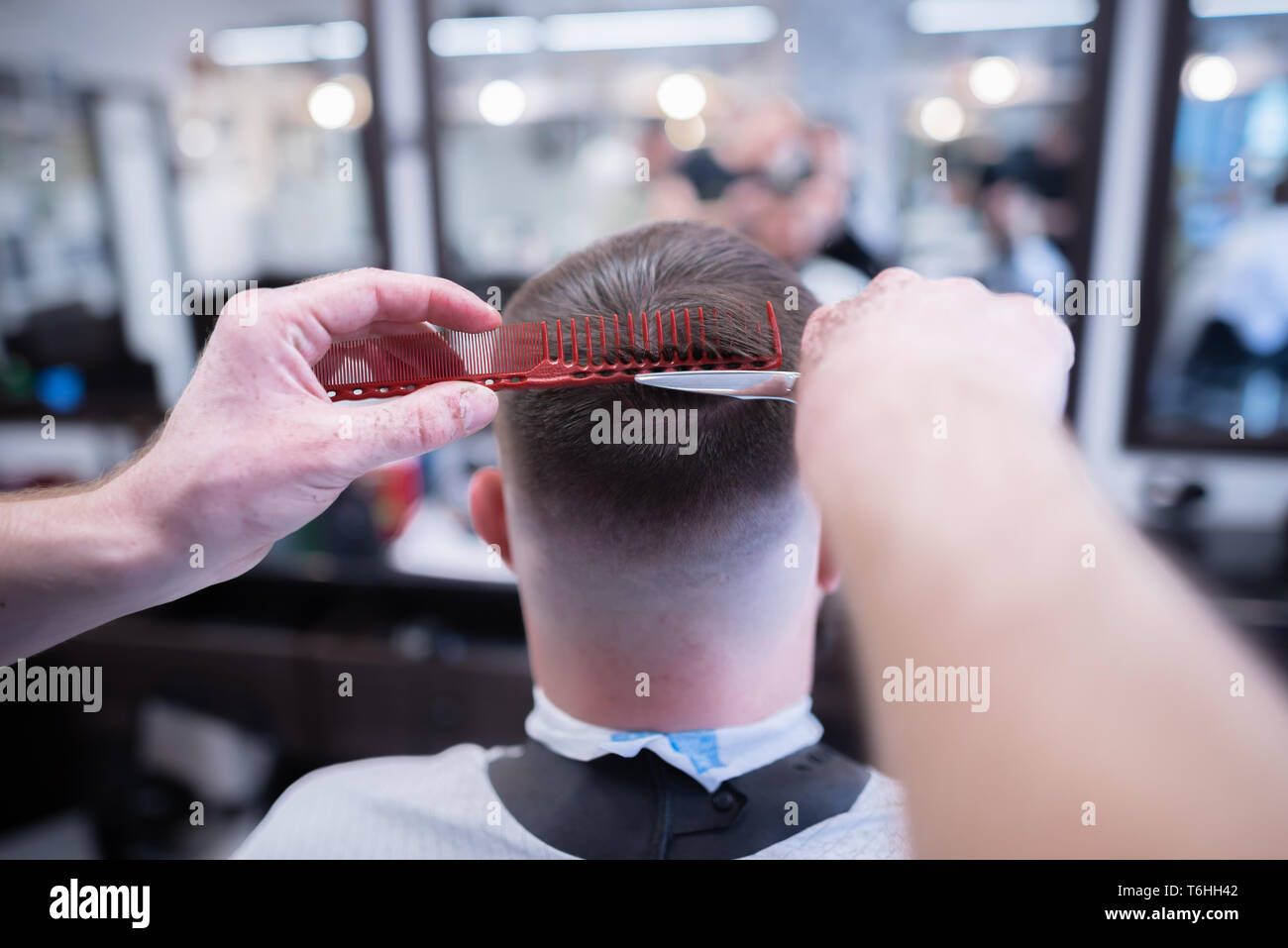Men's haircut in Shave a dangerous razor Stock Photo Alamy