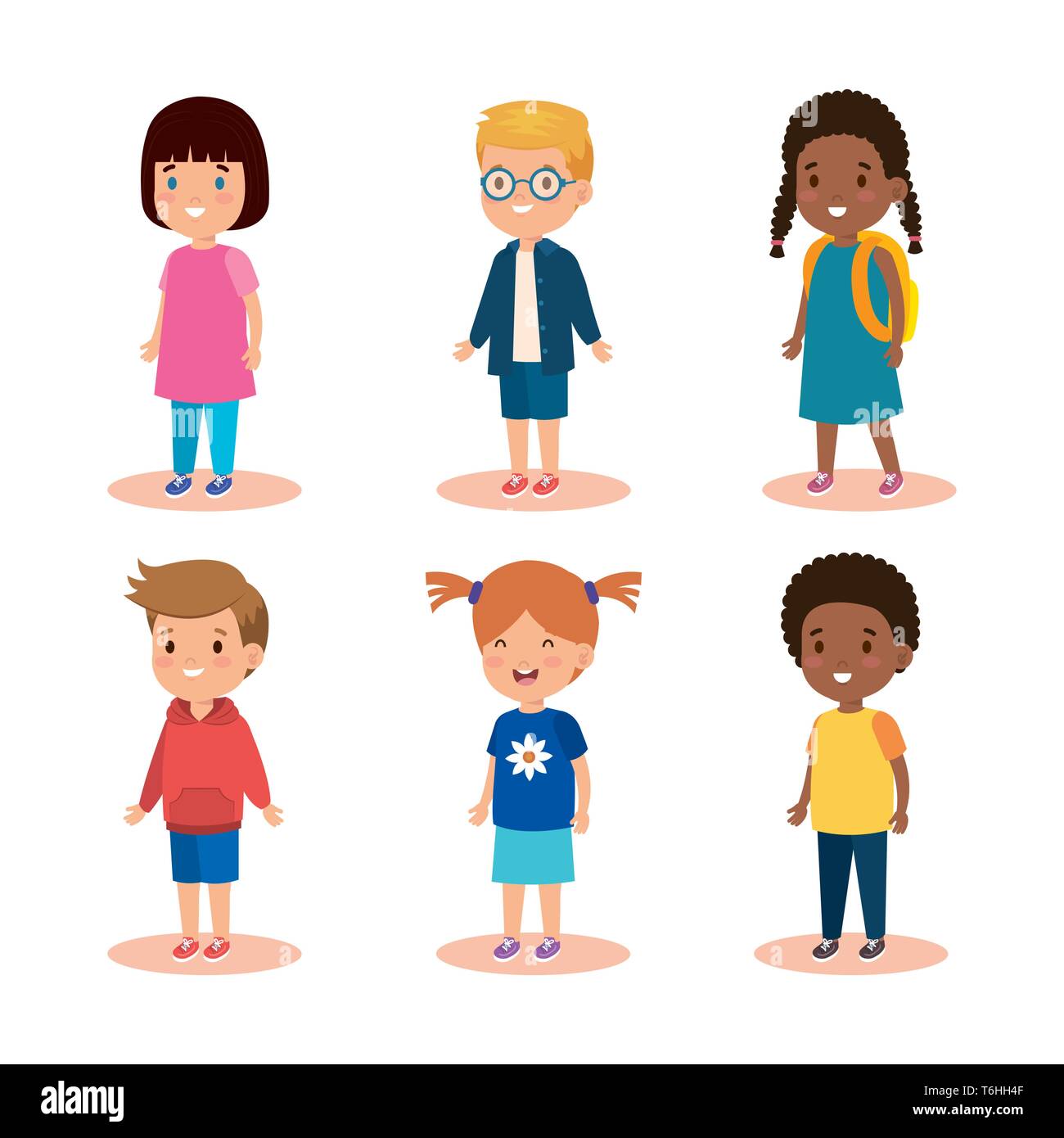 set girls and boys with hairstyle and casual clothes Stock Vector Image ...