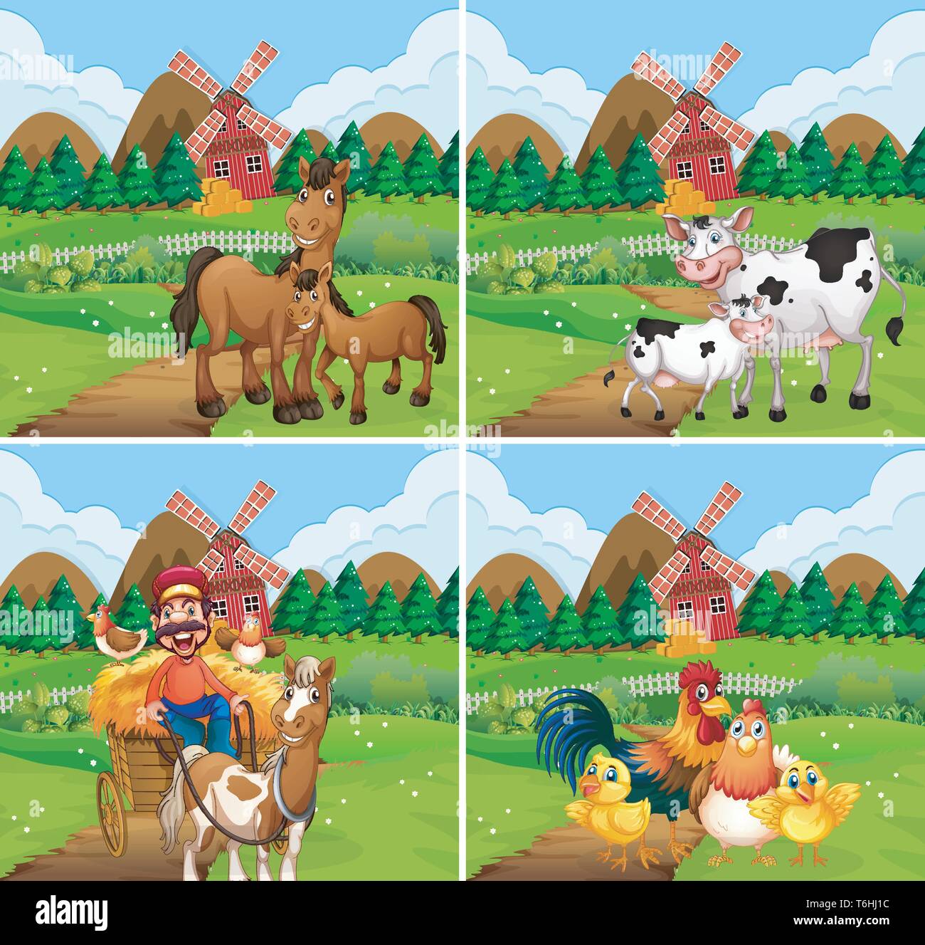 Set of farmland scene illustration Stock Vector Image & Art - Alamy