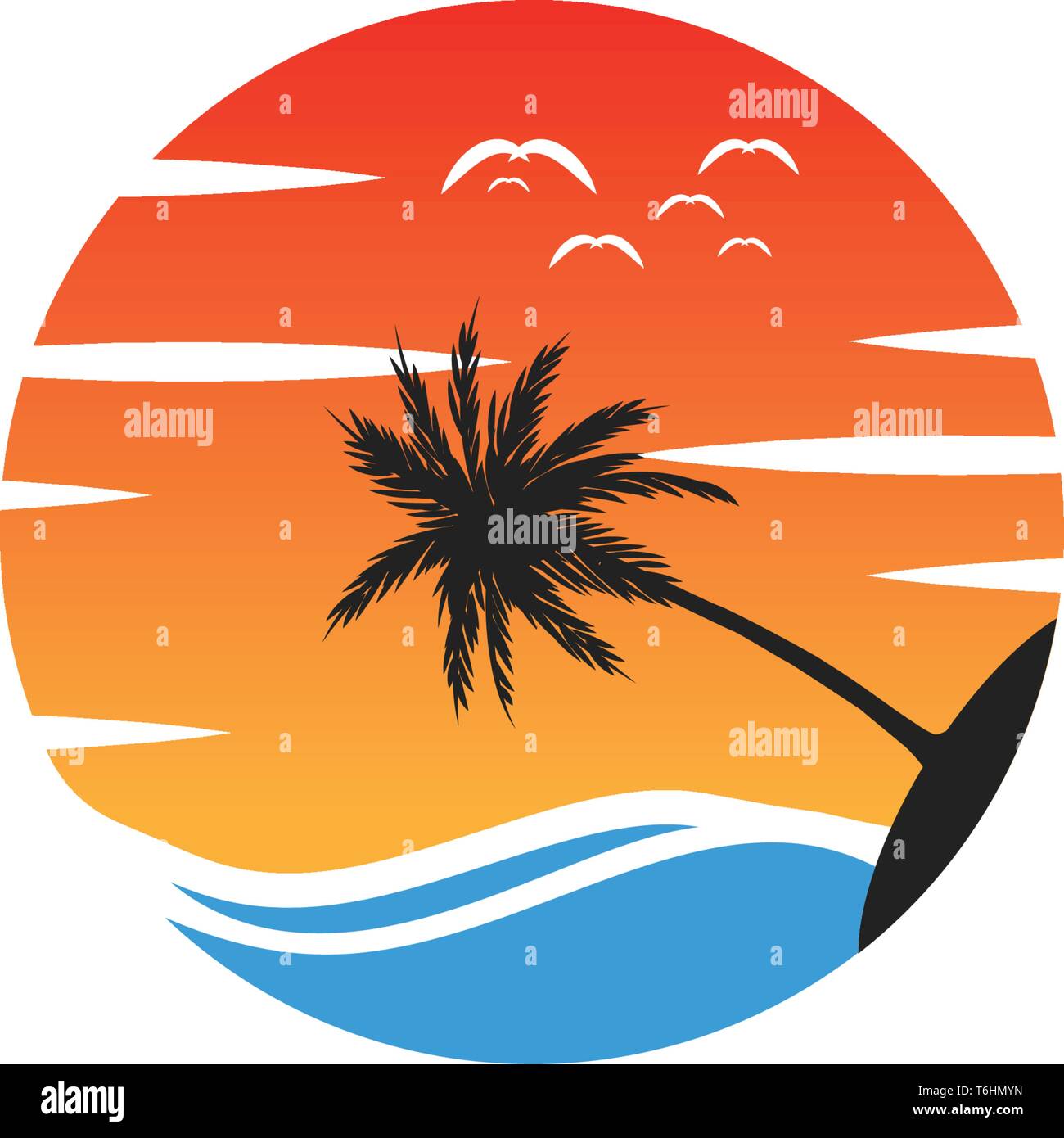 beach sunset logo design vector icon element, sunset logo concept ...
